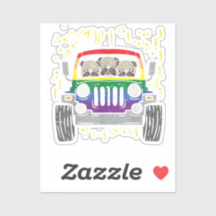 Pegatina Monstruo arcoiris Camión Pug Perro Orgullo Gay LGB