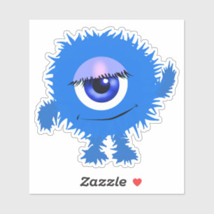 Pegatina Monstruo azul de un ojo caprichoso 4 x 4