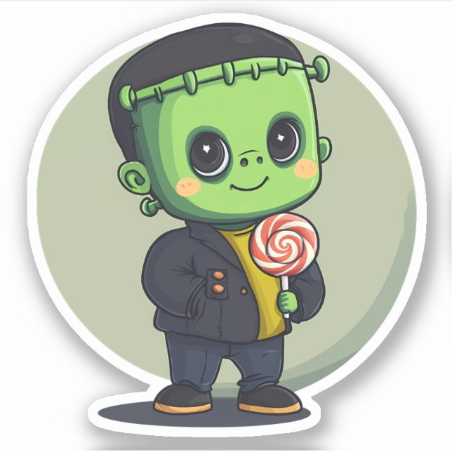 Pegatina Monstruo de Frankenstein sostiene un chupete (Anverso)