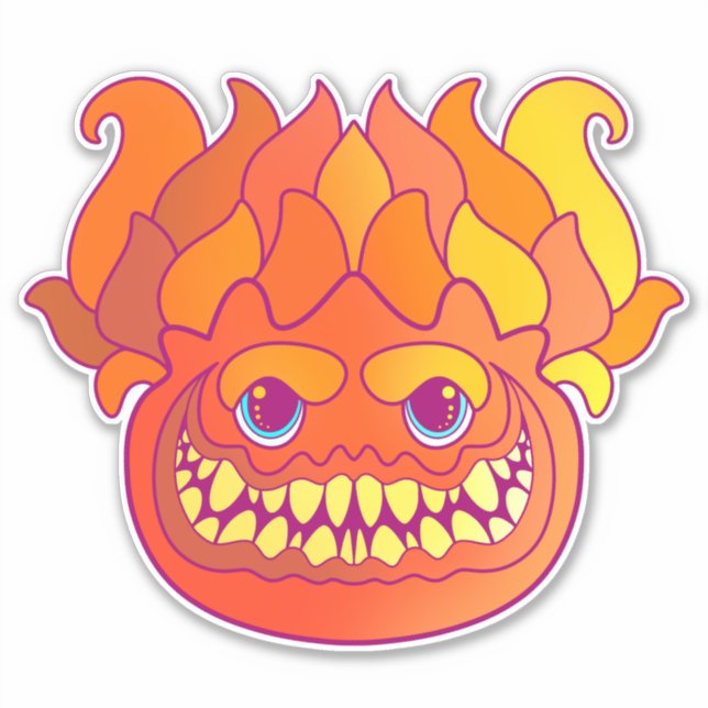 Pegatina Monstruo de Fuego (Anverso)