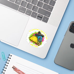 Pegatina Monstruo de Taco de Pescado Enojado Diseño de Somb