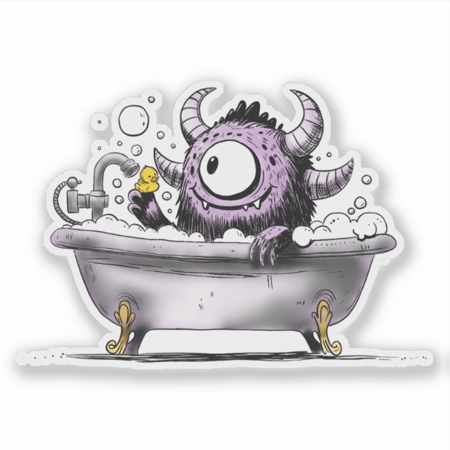 Pegatina Monstruo en el baño de burbujas (Anverso)