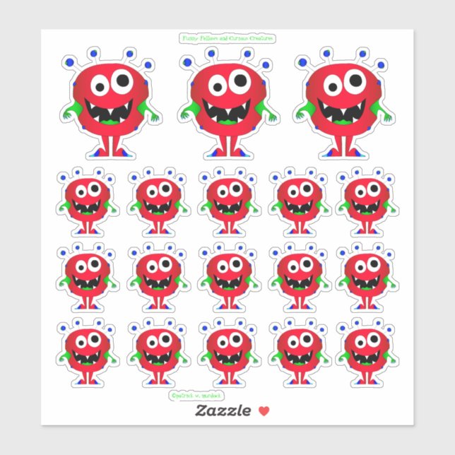 Pegatina Monstruo gracioso, colorido, Personalizado (Hoja)