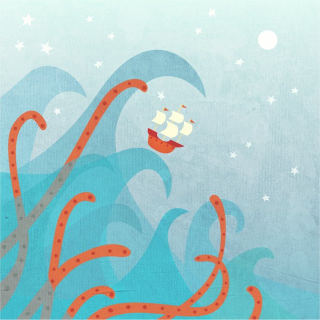 Pegatina Monstruo marino de veleros (Anverso)