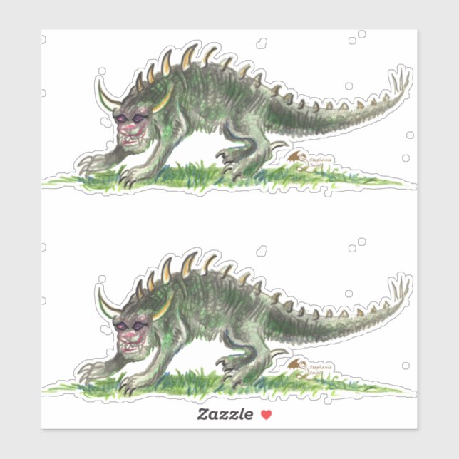 Pegatina Monstruo negro de Hodag Rheinlander Wisconsin (Hoja)