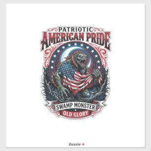 Pegatina Monstruo Patriótico del Pantano Horror Old Glory P