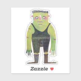 Pegatina monstruo personalizado con piel verde