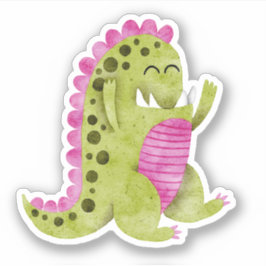 Pegatina Monstruo verde lindo + rosa arañado con divertidos