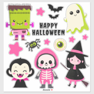 Pegatina Monstruos clásicos de Halloween espeluznantes y em