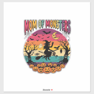 Pegatina Monstruos de Mamá Bruja de Halloween Calabazas Mur
