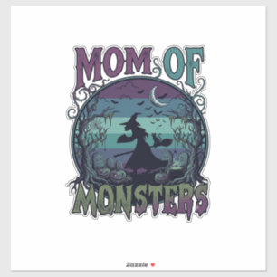 Pegatina Monstruos de Mamá Halloween Bruja Luna Calabazas C