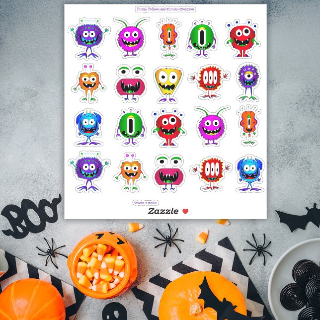 Pegatina Monstruos divertidos, coloridos y Personalizados (Hey – take a look at this awesome collection of die-cut Halloween cartoon monster stickers!)