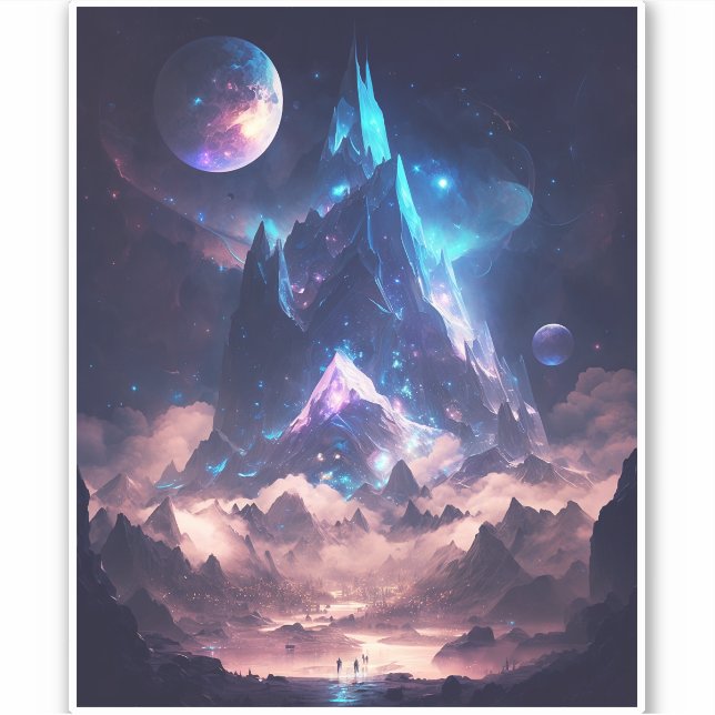 Pegatina Montaña Del Paisaje De La Fantasía De Cristal (Anverso)