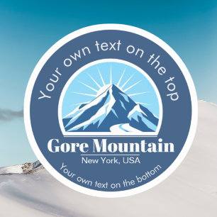 Pegatina Montaña Gore, Nueva York, medalla de esquí NY