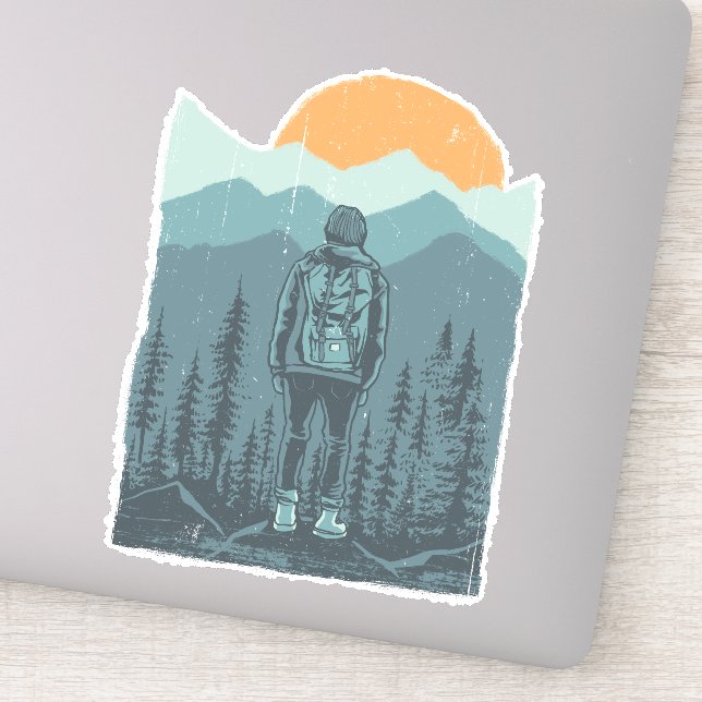 Pegatina Montaña salvaje Mochila Mochila mujer excursionist (Detalle)