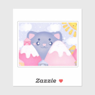 Pegatina Montañas de Gato y Invierno Con Un Sol Acondiciona