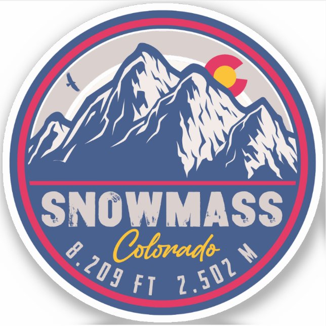 Pegatina Montañas de SnowMass Colorado: recuerdos de esquí  (Anverso)
