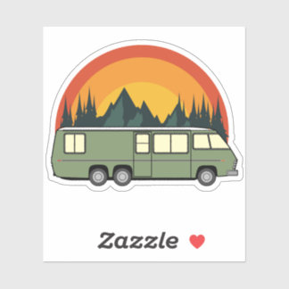 Pegatina Montañas del arco iris del entrenador verde se bes