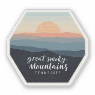 Pegatina Montañas Great Smoky Tennessee Atardecer Vintage