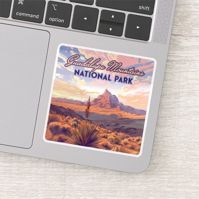 Pegatina Montañas Guadalupe Parque Nacional El Capitan Texa (Detalle)