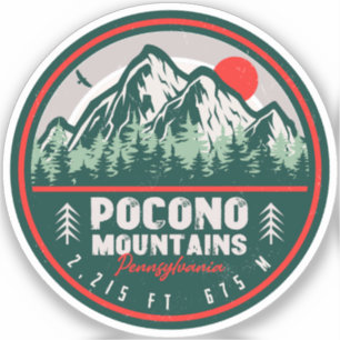 Pegatina Montañas Pocono PA Retro Sunset Souvenirs