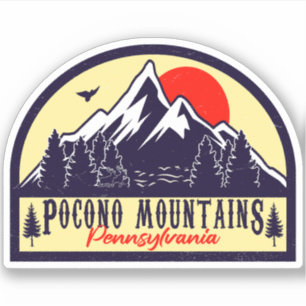 Pegatina Montañas Pocono PA Retro Sunset Souvenirs