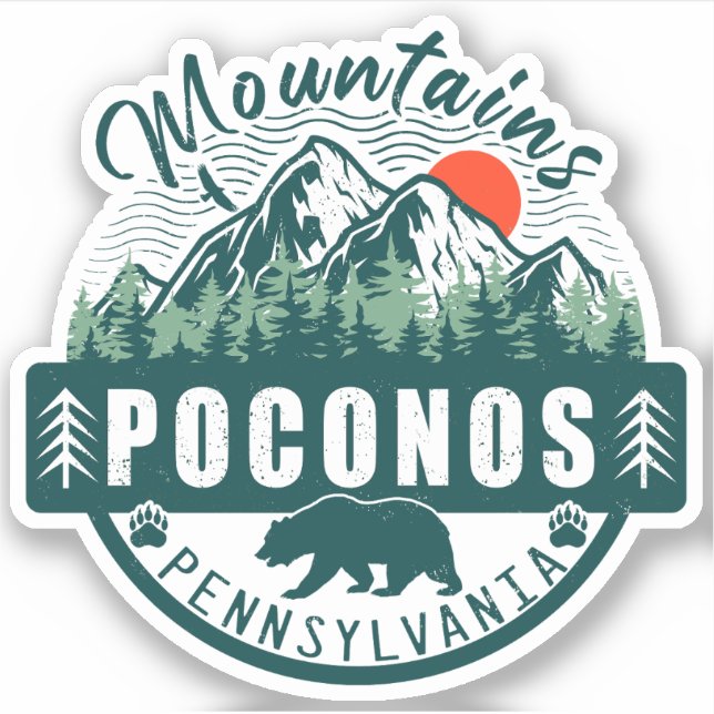 Pegatina Montañas Pocono Pensilvania - Retro Souvenirs (Anverso)