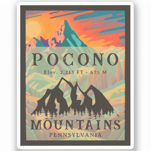 Pegatina Montañas Pocono Pensilvania - Retro Souvenirs (Anverso)