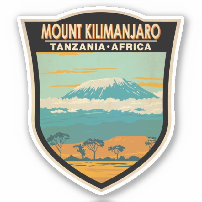 Pegatina Monte Kilimanjaro Tanzania Tanzania África Vintage (Anverso)