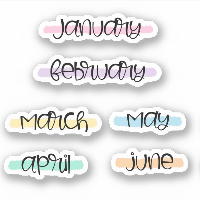 Pegatina Month Name Headers -Highlight- (Jan to June)  (Anverso)