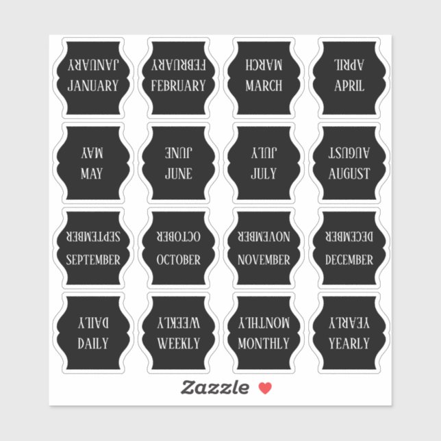 Pegatina Monthly Index Tab Black Bujo Planner Foldable (Hoja)