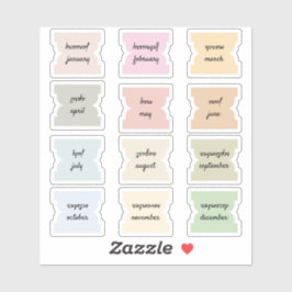 Pegatina Monthly Script Index Tabs Journal Divider Marks