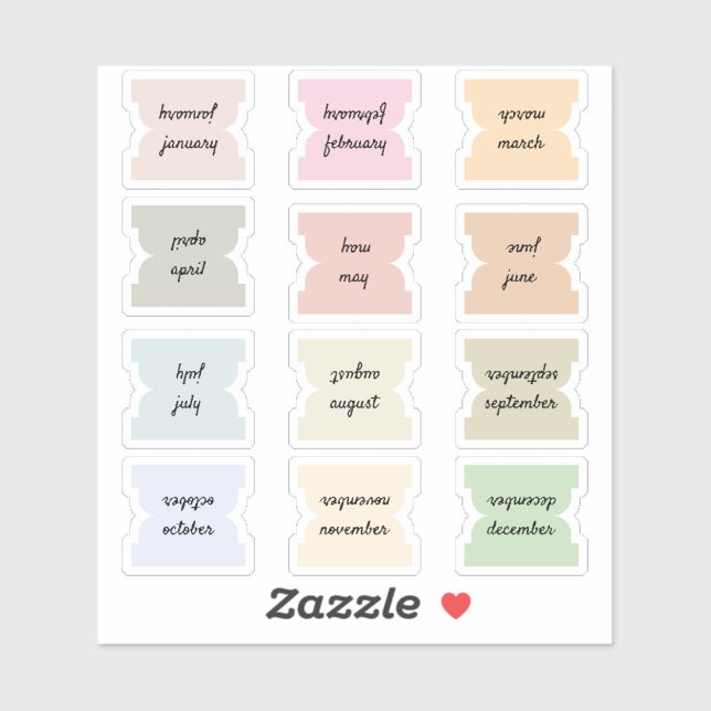 Pegatina Monthly Script Index Tabs Journal Divider Marks  (Hoja)