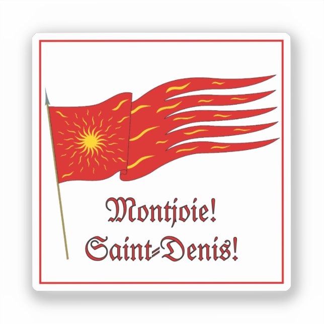 Pegatina Montjoie! Saint-Denis! Red Oriflamme with Sun (Anverso)