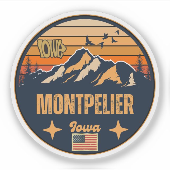 Pegatina Montpelier, Iowa (Anverso)