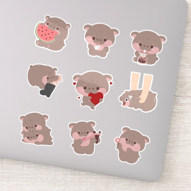 Pegatina Moo Deng Hippo (Detalle)
