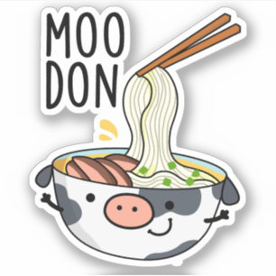 Pegatina Moo-don divertido udon juego de palabras