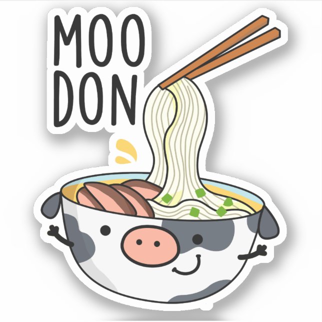 Pegatina Moo-don Funny Udon Pun (Anverso)