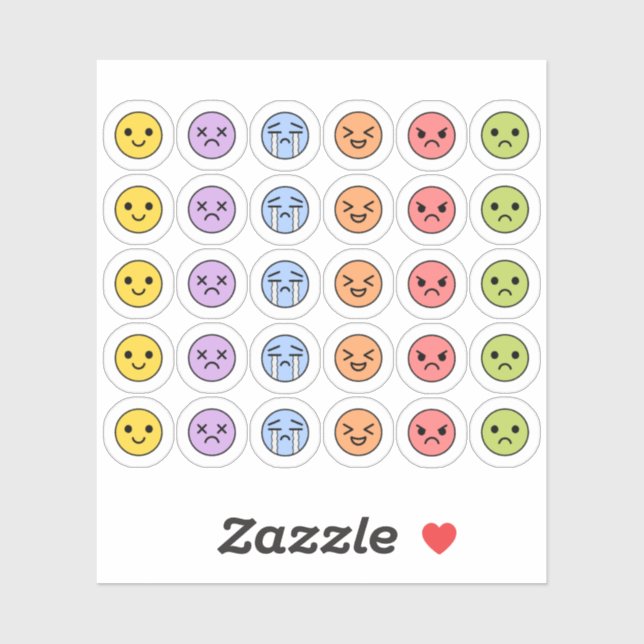 Pegatina Mood Tracker Cute Emotions Emoji Head Bujo Planner (Hoja)