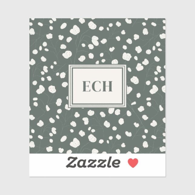 Pegatina Moody Lunaria Seed Botanical Monogram Personalized (Hoja)