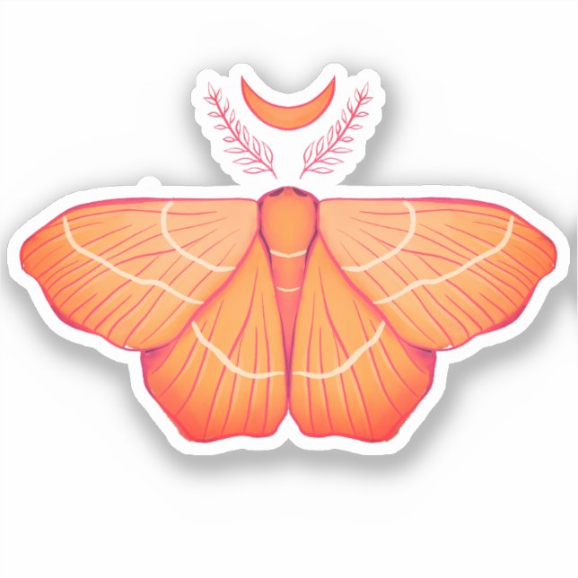 Pegatina Moon Moth Witchy Night Art - Ilustracion mágico (Anverso)