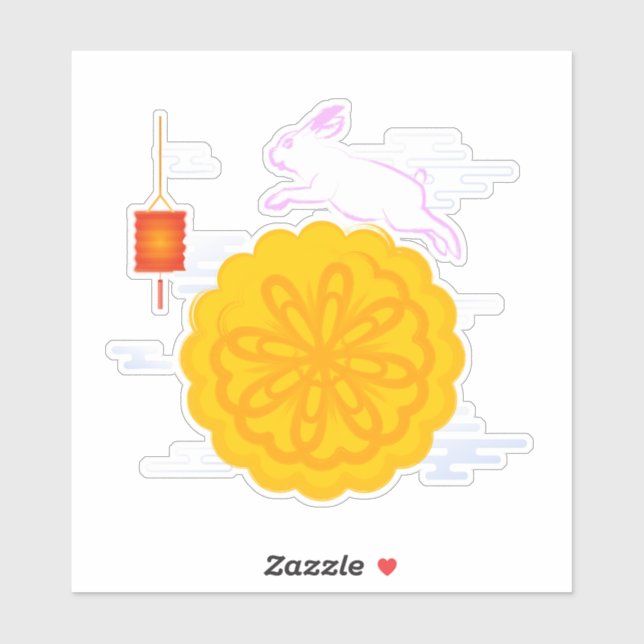 Pegatina Moonakes Jumping Moon Rabbit, Festival de Mediados (Hoja)