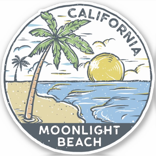 Pegatina Moonlight Beach San Diego California (Anverso)