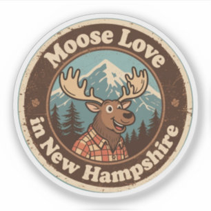 Pegatina Moose Love_ New Hampshire Woodland Artwork