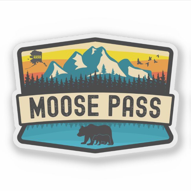 Pegatina Moose Pass, Alaska (Anverso)