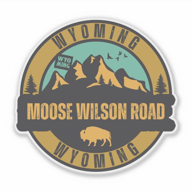 Pegatina Moose Wilson Road, Wyoming (Anverso)