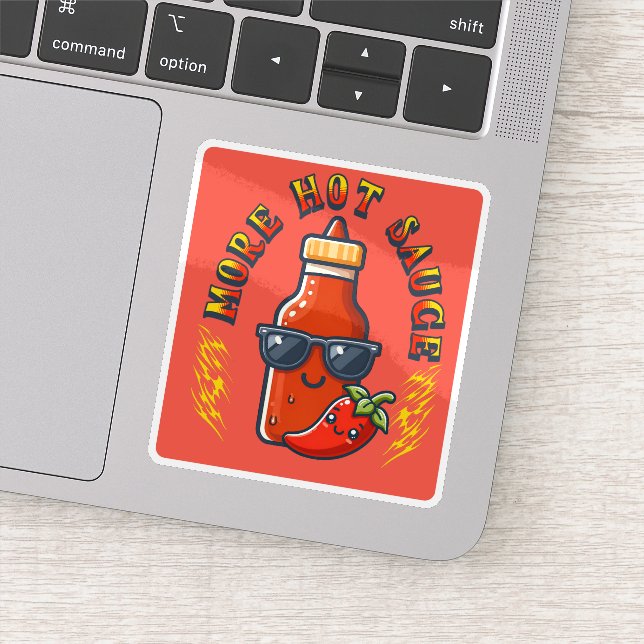 Pegatina More Hot Sauce Spicy Food Lover Kawaii (Detalle)