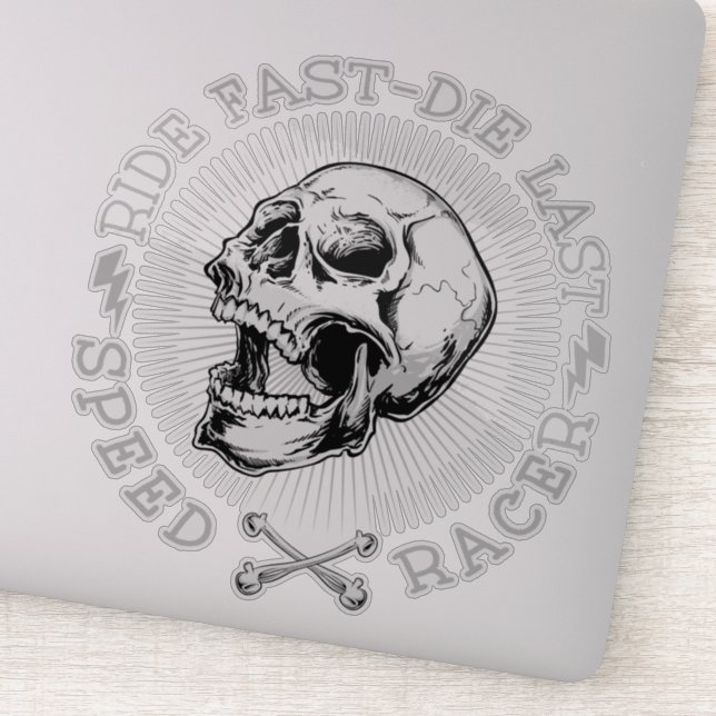 Pegatina Morir rápido Último Hueso Racer (Detalle)