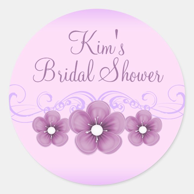 Pegatina Morple Flower Bridal Shower (Anverso)
