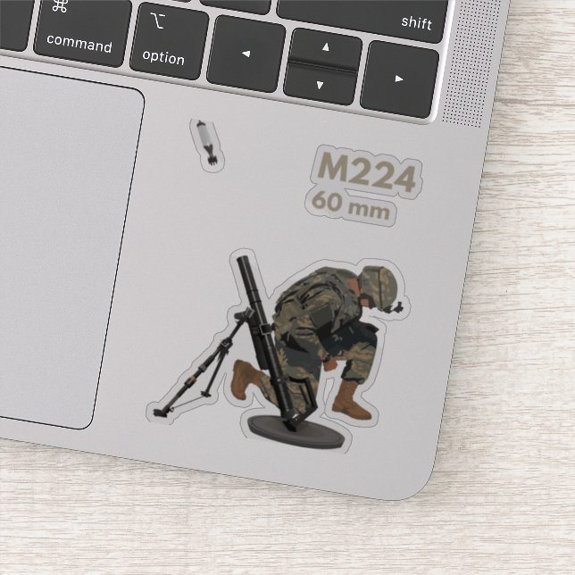 Pegatina Mortero M224 con pistolero (Detalle)